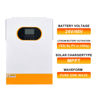 3.5kw 24V Hybrid Solar Inverter Single Phase 48V 5.5kw 6.2kw Off Grid MPPT Pure Sine Wave With Lithium Battery Activation